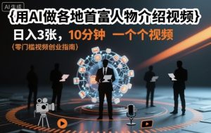 用AI做各地首富人物介绍视频，日入3张，10分钟一个视频-最全项目网