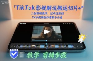 TikTok影视解说搬运切片+二创剪辑教学，过中过原创，TK中视频创作者新手必看-最全项目网