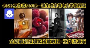 coze智能体sora2一键生成电商带货高端视频工作流保姆级拆解教程,无需剪辑,无需拍摄-最全项目网