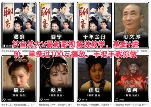 抖音某大V最新影视解说教学,基础+进阶,单条过100万播放,手把手教你做-最全项目网