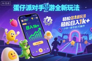 蛋仔派对手游全新玩法，轻松日入1k+，风口信息差玩法，当天见收益，小白一部手机可操作-最全项目网