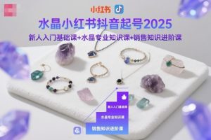 水晶小红书抖音起号2025，新人入门基础课+水晶专业知识课+销售知识进阶课-最全项目网