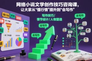 网络小说文学创作技巧咨询课,让大家从“懂行情”提升到”会写作”的高度-最全项目网