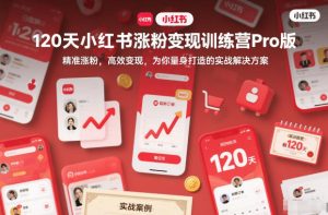 120天小红书涨粉变现训练营Pro版，​精准涨粉，高效变现​，为你量身打造的实战解决方案-最全项目网