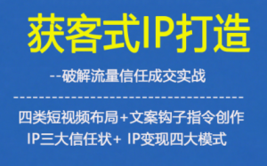获客型IP打造,破解流量信任成,四类短视频布局+文案钩子指令创作IP三大信任状+IP变现四大模式-最全项目网