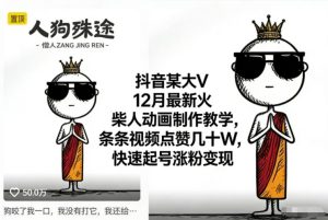 抖音某大V12月最新火柴人动画制作教学,条条视频点赞几十W,快速起号涨粉变现-最全项目网