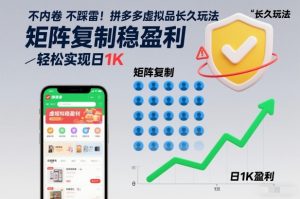 不内卷不踩雷！拼多多虚拟品长久玩法，矩阵复制稳盈利，轻松实现日1K【揭秘】-最全项目网