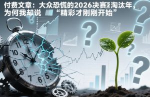 付费文章:大众恐慌的2026决赛淘汰年,为何我却说“精彩才刚刚开始”?-最全项目网