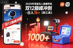 2025年淘宝无人直播带货,冲刺双12,日入1k+【附工具】【揭秘】-最全项目网