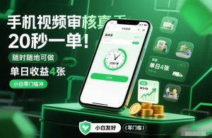 手机视频审核真香!20秒一单,随时随地可做,单日收益4张,小白零门槛冲【揭秘】-最全项目网