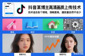 抖音某博主视频高清画质上传技术，技术适合各个领域，清晰度高，播放量自然不会少-最全项目网