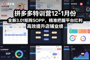 拼多多特训营12-1月份，全新3.01矩阵Sop，精准把握平台红利，高效提升店铺业绩-最全项目网