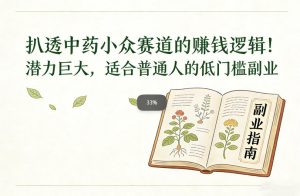 扒透中药小众赛道的賺米逻辑，潜力巨大，适合普通人的低门槛副业-最全项目网