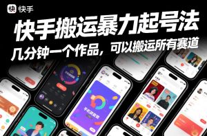 快手搬运暴力起号法，几分钟一个作品，手机就能做，可以搬运所有赛道-最全项目网