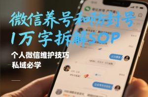 微信养号和防封号1万字拆解SOP，个人微信维护技巧，私域必学【文档】-最全项目网