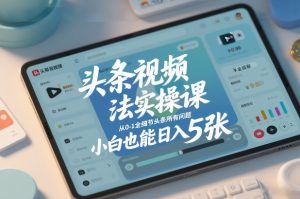 头条视频玩法实操课，从0-1全细节头条所有问题，小白也能日入5张-最全项目网