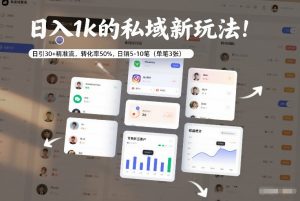日入1k的私域新玩法：日引30+精准流，转化率50%，日销5-10笔（单笔3张）-最全项目网