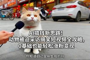 AI搞钱新思路！动物被迫采访搞笑短视频全攻略，0基础也能轻松涨粉变现-最全项目网