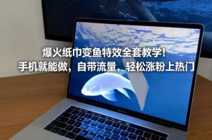 爆火纸巾变鱼特效全套教学！手机就能做，自带流量，轻松涨粉上热门-最全项目网