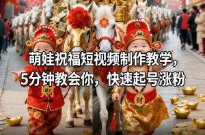 萌娃祝福短视频制作教学，5分钟教会你，快速起号涨粉-最全项目网