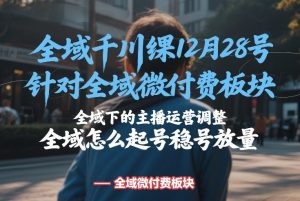 全域千川线下课12月28号，针对全域微付费板块，全域下的主播运营调整，全域怎么起号稳号放量-最全项目网