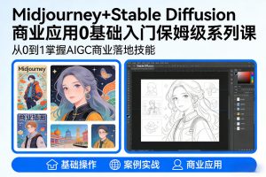 AIGC商业应用Midjourney+Stable Diffusion教程，0基础入门保姆级系列课-最全项目网