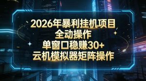 2026开年暴力挂G项目全自动操作单窗口稳賺30＋云机-模拟器挂G掘金可批量矩阵操作【揭秘】-最全项目网