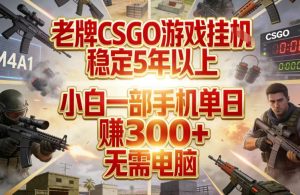老牌CSGO游戏挂G,稳定5年以上,小白一部手机单日賺3张+,无需电脑【揭秘】-最全项目网