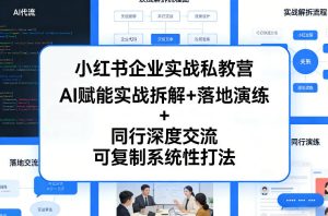 小红书企业实战私教营,AI赋能实战拆解+落地演练+同行深度交流,可复制系统性打法-最全项目网