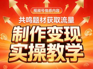 视频号情感内容，共鸣题材获取流量，制作变现实操教学-最全项目网