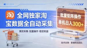 全网独家，淘宝数据全自动采集项目，批量可矩阵，单机轻松日入300【揭秘】-最全项目网