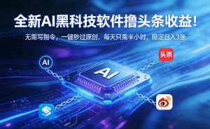 全新AI黑科技软件撸头条收益！无需写指令，一键秒过原创，每天只需半小时，稳定日入3张【揭秘】-最全项目网