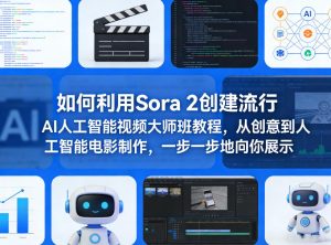如何利用Sora 2创建流行AI人工智能视频大师班教程,从创意到人工智能电影制作,一步一步地向你展示-最全项目网