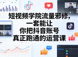 短视频学院流量邪修，一套能让你把抖音账号真正跑通的运营课-最全项目网
