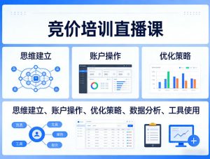 竞价培训直播课，覆盖思维建立、账户操作、优化策略、数据分析、工具使用等，全方位提升效果-最全项目网