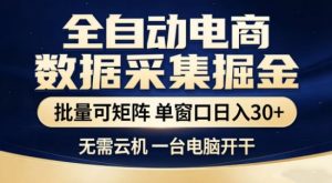 独家电商数据全自动采集项目，批量可矩阵，单窗口轻松日入3张+【揭秘】-最全项目网