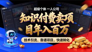 2026年卖项目年入百个W，AI智能体个人IP-精准引流-稳定项目-转化成交【揭秘】-最全项目网
