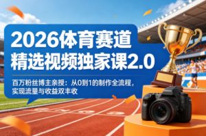 2026体育赛道精选视频独家课2.0,百万粉丝博主亲授:从0到1的制作全流程,实现流量与收益双丰收-最全项目网