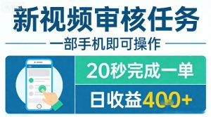 新视频审核任务，一部手机即可操作，20秒完成一单，日收益4张+【揭秘】-最全项目网