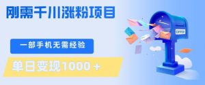 刚需千川涨粉项目,一部手机无需技术,单日变现1k+,当天做当天见收益【揭秘】-最全项目网