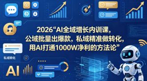 2026AI全域增长内训课，公域批量出爆款，私域精准做转化，用AI打通1000W净利的方法论-最全项目网