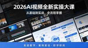 2026AI视频全新实操大课，从基础到实战，全流程掌握，系统教学·案例驱动·即学即用-最全项目网