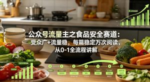 公众号流量主之食品安全赛道，受众广+流量稳，每篇作品稳定万次阅读，从0-1全流程讲解-最全项目网