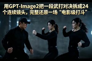 用GPT-Image2把一段武打对决拆成24个连续镜头，完整还原一场“电影级打斗”-最全项目网