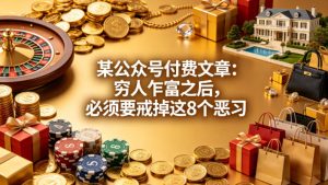 某公众号付费文章：穷人乍富之后，必须要戒掉这8个恶习-最全项目网