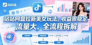 B站网盘拉新美女玩法，收益很稳定，流量大，全流程拆解-最全项目网