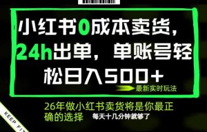 小红书0成本AI卖货，24小时出单，全流程托管，保底日入500+，每天十几分钟就够了【揭秘】-最全项目网