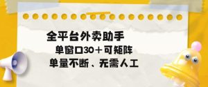 单量不断,全平台外卖自动助手,单窗口30+可矩阵操作【揭秘】-最全项目网