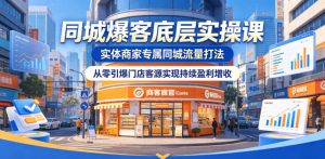 同城爆客底层实操课,实体商家专属同城流量打法,从零引爆门店客源实现持续盈利增收-最全项目网