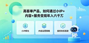 高客单产品,如何通过小IP+内容+服务变现年入六干W-最全项目网